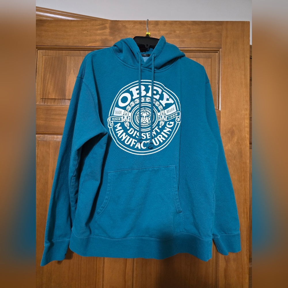 NWOT-Obey Men's Blue Graphic Hoodie